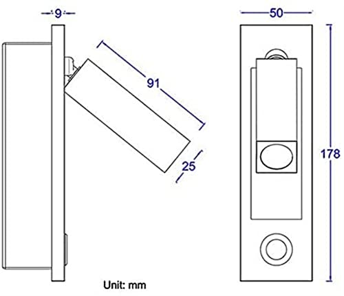 Lámpara de lectura de cabecera de diseño minimalista aplique empotrable LED 4