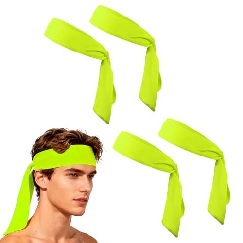 Image of YELARXI Tie Sweatband Headband,4Pcs & Fluorescent Yellow