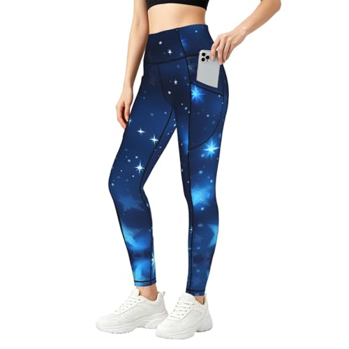 Leggings de estrellas azules SABFWF con bolsillos que estilizan en tus entrenamientos