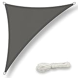 Sonnensegel Dreieck wasserdicht 3x3x3 m Graphit - Sonnenschutz dreieckig mit UV-Schutz für Garten, Balkon Terrasse, Camping