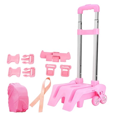 Carro de Mochila con Ruedas, Carrito de Mano Plegable de Aluminio con 6 Ruedas y Accesorios, Carro de Mochila con para niños con Accesorio de Rodillo