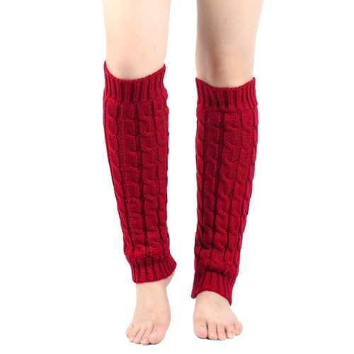 Generisch Cinturón de felpa para hombre y mujer, de lana de punto de lana, botas de pierna gruesas, calentadores de pies grandes, rojo, Talla única
