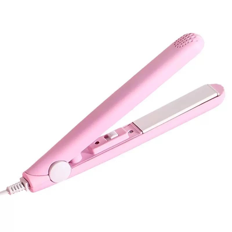 Cute Pink Werdeny Mini Ceramic Hair Curler Straightener 2-in-1 Curling Iron with 1 2 Inch Barrel for Short