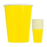 WedDecor Lot de 14 gobelets en Carton jetables de 266 ML, Parfaits pour Servir des Boissons Chaudes ou Froides, Un Anniversaire, Une fête prénatale, Un Mariage et des événements de Noël, Jaune Fluo