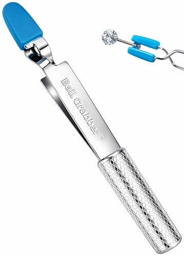 Piercing Ball Grabber Tool - Press-To-Open Piercing Grabber Tool for Gripping and Changing Jewelry Gems Balls Posts Bars Flatback Earrings - 316LVM Surgical Steel with Medical-Grade Silicone Tips