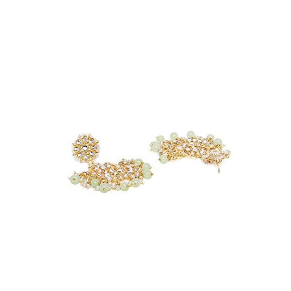 I Jewels 18K Womens Gold Plated Matt Finish Chandbali Earrings Handcrafted Kundan & Pearl (E2911) - Image 4