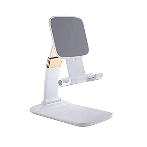 KPNG Foldable Cell Phone Stand, Fully Foldable Angle Height Adjustable Phone Holder Stand for Desk,Cradle,Desktop Tablet Stand Compatible with All Smartphones/iPhone/iPad/Tablets/Kindle (White)