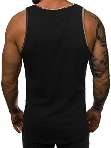 Maiyifu-GJ Mens Ripped Muscle Tank Top Sleeveless Bodybuilding Gym Workout Shirt Fitness Training Lightweight Athletic Vest (Black 2,Medium)