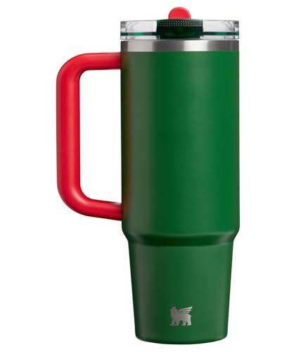 Image of STANLEY Quencher ProTour Flip Straw Tumbler with Leakproof Lid, 30 oz | Built-in Straw and Handle | Cup Holder Compatible for Travel | insulated Stainless Steel Cup | BPA-Free | Team Dark Green Red