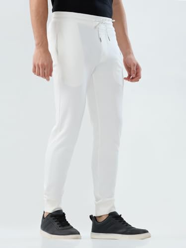 Image of Park Avenue Men Slim Fit Solid Pattern Cotton Blend Flat Front Casual Joggers