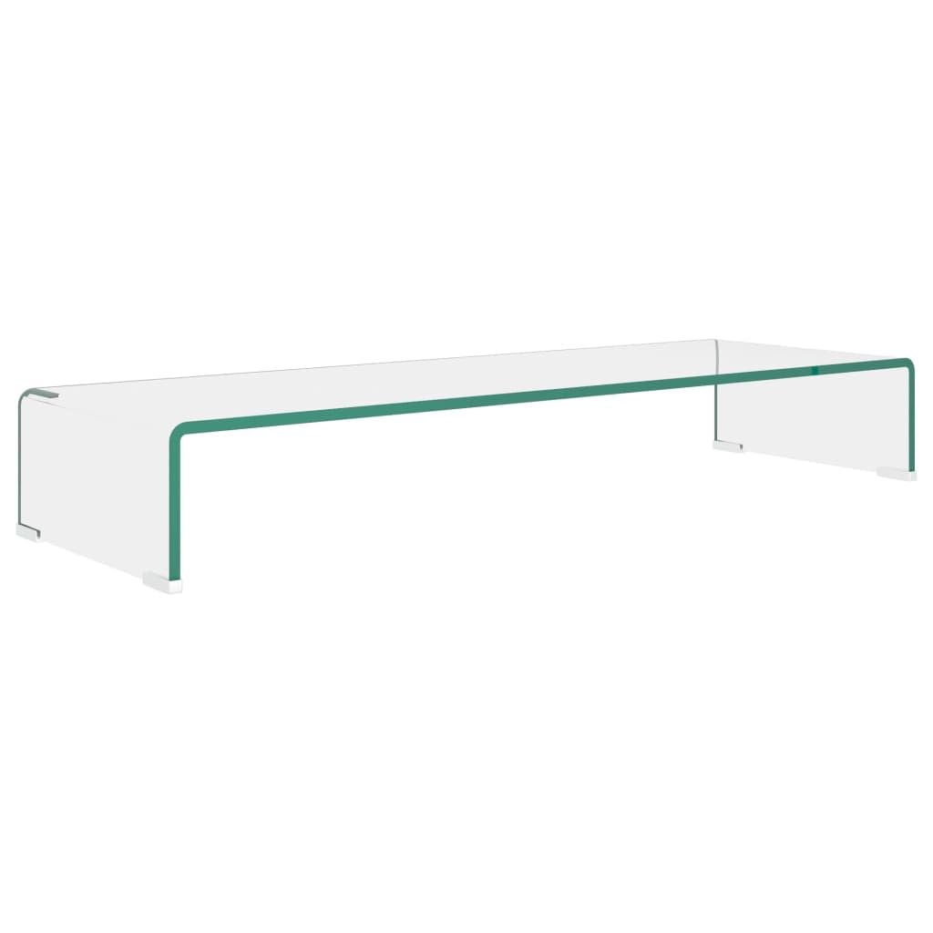 Stojak na telewizor z przezroczystego szkła, nowoczesny stolik pod telewizor, stylowe centrum rozrywki, kompaktowy, 90 x 30 x 13 cm, minimalistyczny szafka pod telewizor, eleganckie meble do salonu