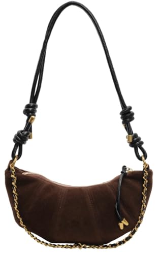 Slouchy Suede Shoulder Bags For Women - Retro Horn Crossbody Crescent Dumpling Satchels Purses Fall Handbag Travel