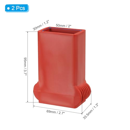 PATIKIL Stufenleiter Fußmatte, 2er Pack Herringbone Leiterfüße Abdeckung rutschfeste Gummikappe Leiterhut Zubehör Ersatz für Leiterschutz, Rot