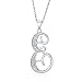Bling Jewelry 925 Silver CZ Cursive Initial Letter E Alphabet Necklace