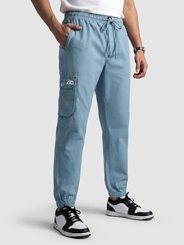 Image of Beyoung Cotton Solid Elastic with Drawstring Cargo Joggers for Men | Regular Fit | 2 Spacious Pockets | Smooth Texture