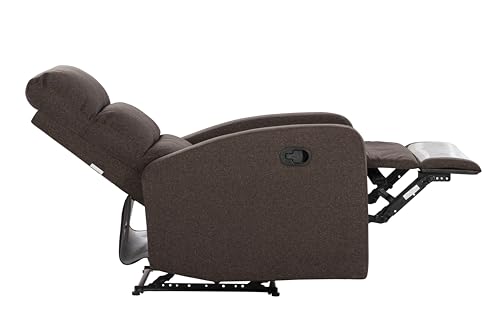Image of Urban living - Monaco Single Seater Fabric Manual Recliner | 1 Seater Sofa | Single Sofa Recliner | 1 Seater Chair Sofa | 1 Year Warranty | Dark Brown