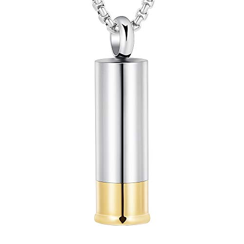 Oinsi Shotgun Shell Stainless Steel Cremation Urn Necklace For Men Keepsake Jewelry With Box And Fill Kits (Blank) #TOP18