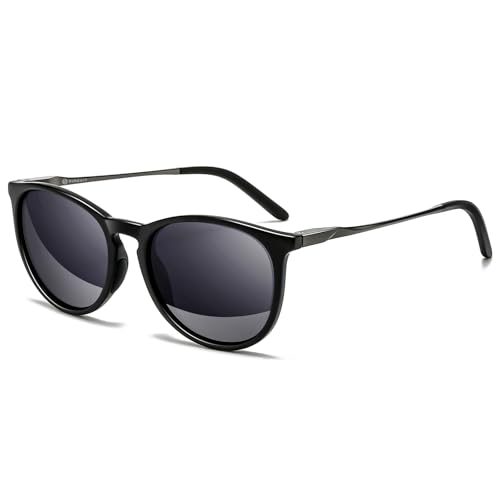 Image of SUNGAIT Original Design Trendy Sunglasses Polarized Vintage Round Classic Retro Style for Women and Men (2026 Matte Black Frame /Gray Lens)