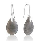 SELOVO Agate Teardrop Stone Grey Drop Earrings Fishhook Dangle Earrings for Women