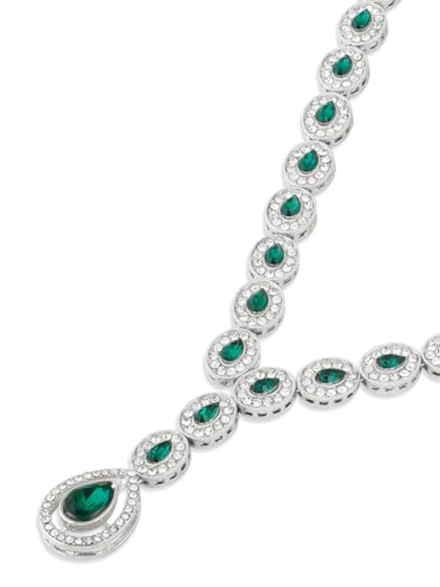 Green Dazzling Austrian Diamonds Necklace and Earring Set