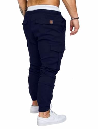 Gm Mgboygym Mens Fashion Joggers Sports Pants - Cotton Cargo Pants Sweatpants Trousers Mens Long Pants Navy Blue-M #TOP2