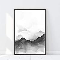 Framed Canvas Wall Art Black and White Mountain Canvas Prints Home Artwork Decoration for Living Room,Bedroom - 16x24 inches
