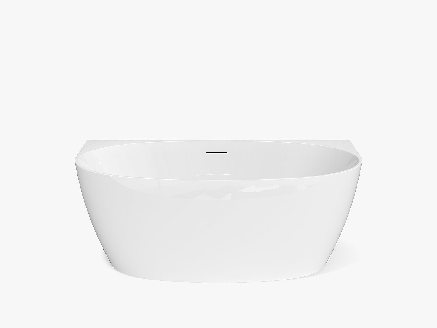 Vente-unique - Vasca da bagno semi-freestanding 1 posto Amosari - acrilico - bianco
