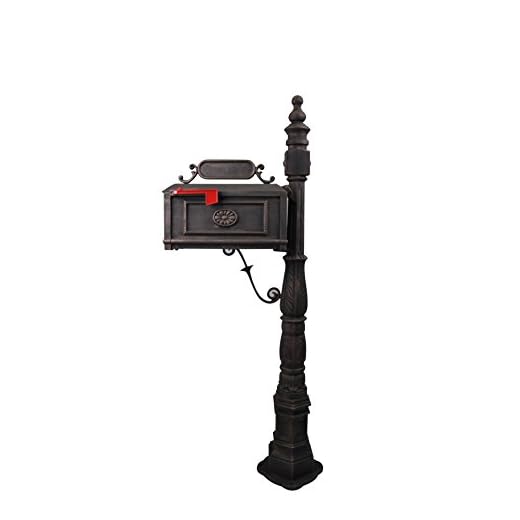 Heavy Duty Mailbox Classic Decorative Cast Aluminum Mail Box Postal Vertical Pedestal (Bronze)