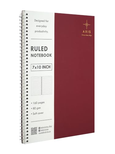Image of DOODLE B5 Spiral Notebook Set of 5 | 7 x 10 Inch Large Ruled Notebooks | 160 Lined Pages, 80 GSM Thick Paper | Soft Cover Journal for Study, Office, Work & Note Taking (AXIS)