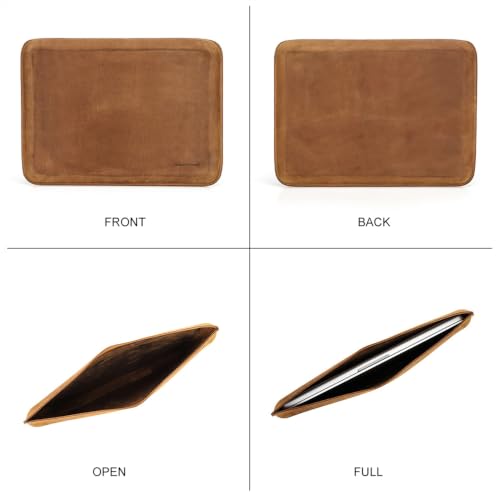 Image of CONTACTS Full Grain Leather 13.3 inch Laptop Case Slim Laptop Sleeve | Compatible with MacBook Pro 13 inch, Handmade, Light Brown