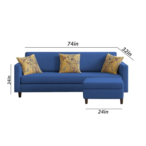 Image of Casaliving Premium Lifestyle Fabric 5 Seater L Shape Sofa Set 4 Seater Modern Sofa Set & Ottoman for Living Room (Blue Color)