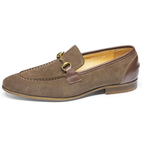 Loafers for Men - Genuine Leather Horsebit Loafers | Classic Dress Shoes with Polished Metal Detail for Formal Wear