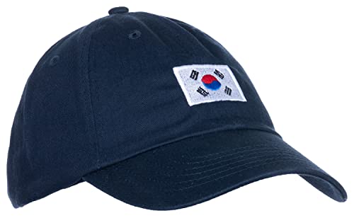 Ann Arbor T-shirt Co. South Korean Flag Hat - Country of S Korea Pride, Low Profile Baseball Dad Hat for Men Women - (Navy Blue)