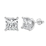 Divour Princess Cut Lab Diamond Stud Earrings 1.00 ct In 9K Yellow and White Gold | Diamond Earring For Women | Women Earrings | Gifts for Wife (White Gold, 9K)