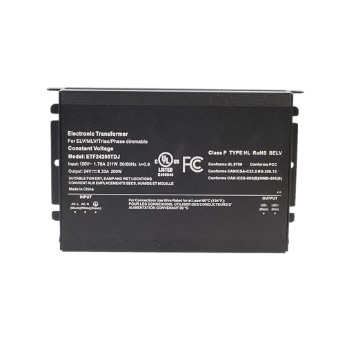 24v 200W Dimmable Driver UL Listed Electronic 8.33A Power Supply 100v - 130v Triac AC Transformer Constant Voltage to DC 24v Compatible with Lutron & Leviton AC Wall dimmers for LED Strip Light by LEDUPDATES - Used condition - US$63.35