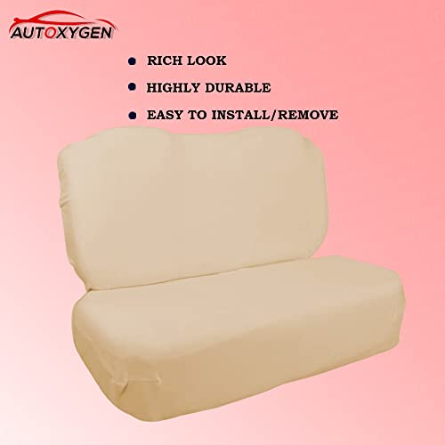 Image of AUTOXYGEN Car Towel Seat Cover Accessories Front & Rear 100% Pure Cotton Fabric, Sweat Control Complete Set for Swift (Front Detachable Headrest, Beige)