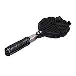 Jiawu Waffle Maker Pan For Stovetop Or Grill, Make 5 Mini Heart Shaped Waffles, Small Kitchen Stovetop Baking Pan For Kids And Families To Make Breakfast And Snacks, Black