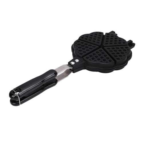Mumusuki Fabricante de Gofres Portátiles, Plástico de Aleación de Aluminio 5 Mini Bofetada en Forma de Corazón de Hierro para Desayuno Familiar, Camping, Picnics