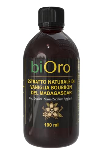 Estratto Puro di Vaniglia Bourbon del Madagascar – 100 ml – Da Baccelli di Vaniglia Selezionati – Senza Zuccheri Aggiunti