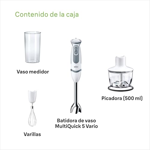 Miniatura 7 de Braun Hogar Minipimer 5235 - Batidora De Mano, 1000 W, 21 Velocidades Y Función Turbo, Anti-Salpicuduras, Powerbell Plus, 3 Accesorios Varillas, Picadora 500ml, Vaso Medidor 600ml , Color Blanco