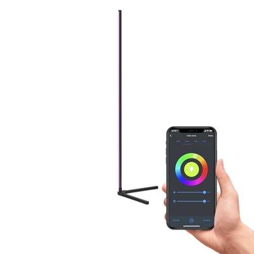 CALEX Lampada da terra LED Smart, 140 cm, colori RGB & luce da fredda a calda, Dimmerabile, controllo app Wi-Fi & vocale, lampada d'angolo per soggiorno, Nero