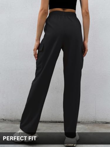 Image of Leriya Fashion Women's Elastic Waist Cargo Pants| Casual Loose Fit Jogger Trousers with Pockets| Lightweight Streetwear Pants for Women