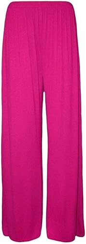 Image of Women's High Waist Palazzo Trousers Wide Leg Summer Plus Size 8-26 (as8, Regular, Cerise 24-26)