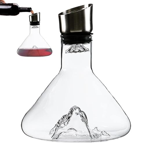 Iceberg Carafe à décanter à vin, Carafe a Decanter Vin Élégante en Verre 1,5 l, Carafe à vin en cristals avec filtre, Carafe Whisky en Cristals Transparent, Cadeau pour homme, papa, petit ami