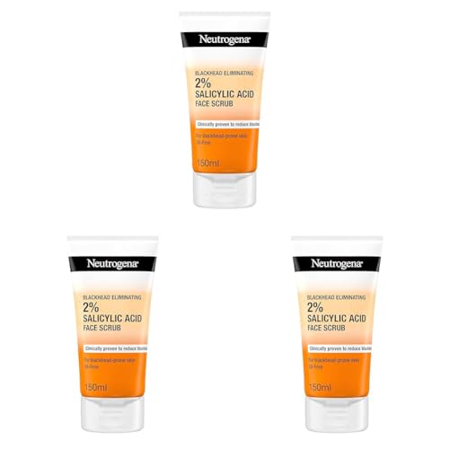 Neutrogena Blackhead Eliminating Facial Scrub, Clear, 150 ml (Pack of 3)