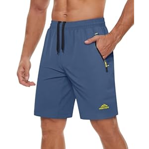 TACVASEN Men’s Quick-Drying Training Shorts, Running Shorts, Breathable Sports Shorts with Zip Pockets