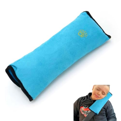 Garegce Seat Belt Pad, 1 Pcs Soft and Comfortable Seat Belt Protector Covers Kids and Adults, Shoulder Pad with Neck Support, Seatbelt Pads That Doubles as a Sleeping Pillow - Blue