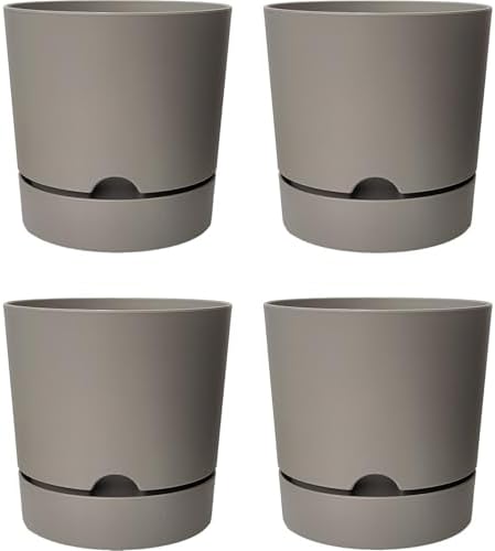 ToXA Begonya Saksı Tabaklı Drenajlı Mat Plastik Çiçek Saksısı (4 Adet, 9 Litre, 25cm, Bej) - Görsel 1