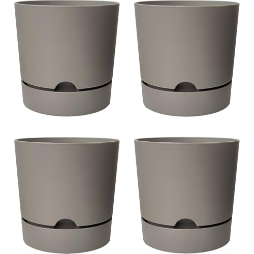 ToXA Begonya Saksı Tabaklı Drenajlı Mat Plastik Çiçek Saksısı (4 Adet, 9 Litre, 25cm, Bej)