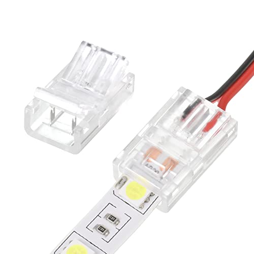 Image of 10 Packs Solderless LED Strip Connector Transparent Track Lighting Connectors Wire Strip Lights 16.4 ft Extension Cable Wire Cord for LED Light Speaker Electrical System(Chic Style, 2 Pin, 8 mm)